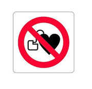 Señal adhesiva de PVC "Prohibido el acceso a portadores de marcapasos" - 165x165 mm
