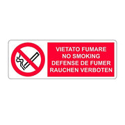 Segnale multilingue in Alluminio VIETATO FUMARE - 350x125 mm