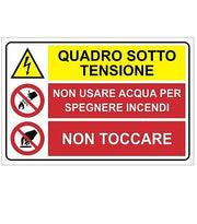 Cartello multisimbolo in alluminio QUADRO SOTTO TENSIONE - 200x300 mm