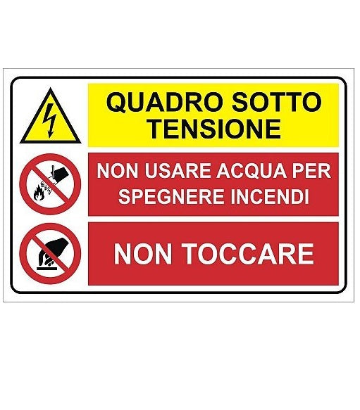 Cartello multisimbolo in alluminio QUADRO SOTTO TENSIONE - 200x300 mm