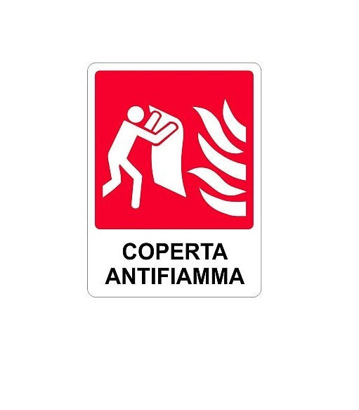 Cartello in alluminio COPERTA ANTIFIAMMA - 230x310 mm