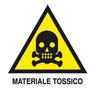 Cartello in alluminio MATERIALE TOSSICO - cm 36x36