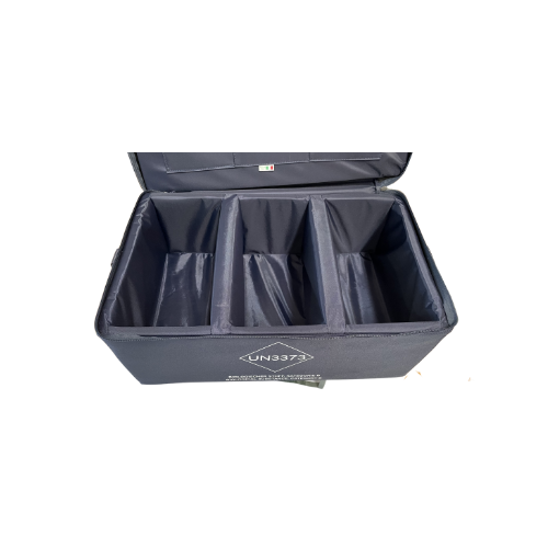 Borsa per trasporto contenitori provette (3 BS472041) a norma ADR 
con divisori interni fissi con Tracolla