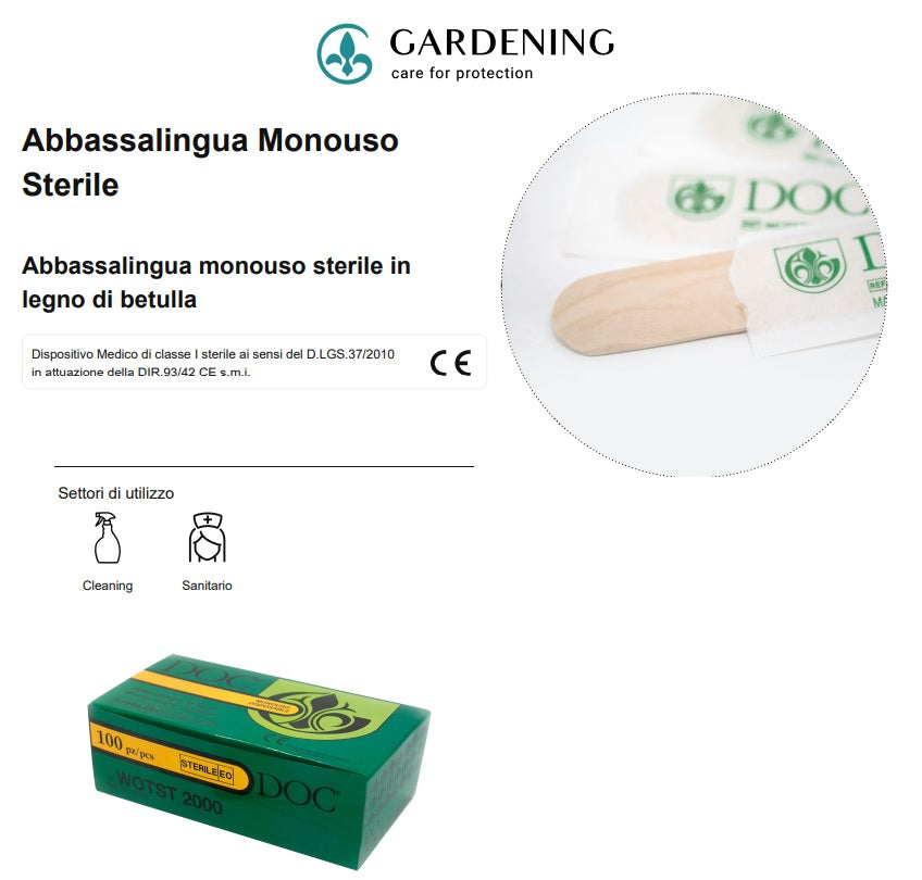 Abbassalingua monouso in legno sterili - Conf.100 pz.